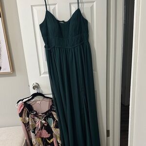 NWT Azazie Dark Green Maxi Dress